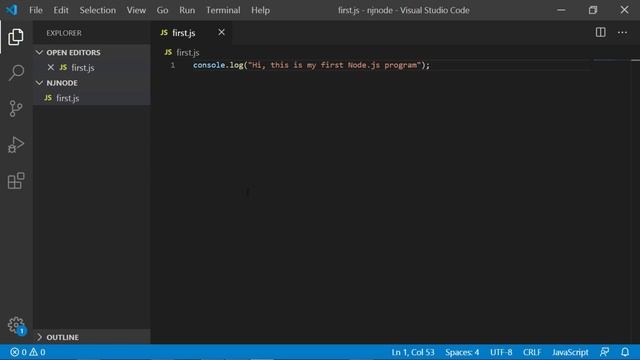 Node.js Tutorial #3 | First program in Node.js | Terminal window | Running the code смотреть онлайн