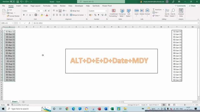 Date Format Correction in Excel Using Short Keys смотреть онлайн