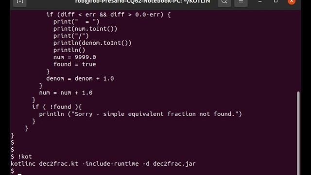 KOTLIN Program Converting Decimals to Fractions смотреть онлайн