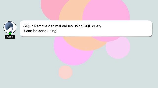 SQL : Remove decimal values using SQL query смотреть онлайн