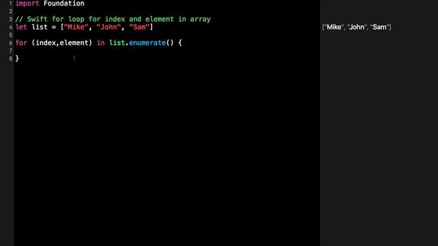 Swift for Loop for index and element in array смотреть онлайн
