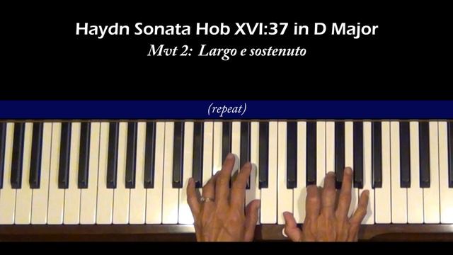 Haydn Sonata Hob XVI:37 2nd mvt Piano Tutorial смотреть онлайн