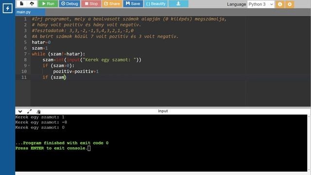 POZITÍV ÉS NEGATÍV SZÁMOK MEGHATÁROZÁSA EGY ADOTT SZÁMSOROZATBAN (PYTHON, 4. FELADATLAP, 2. FELADAT смотреть онлайн