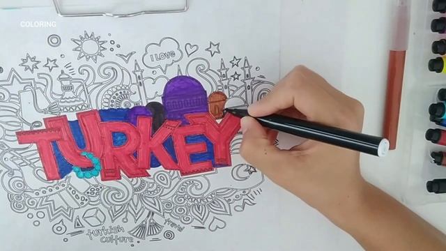 Раскраска Турция/ антистресс для тебя #art #painting #drawing #рисование #турция #turkey смотреть онлайн