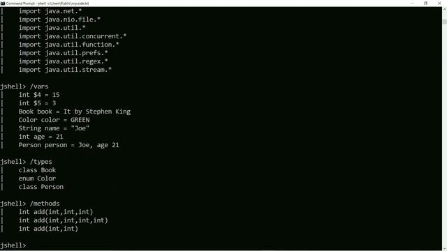 JShell - JShell commands смотреть онлайн