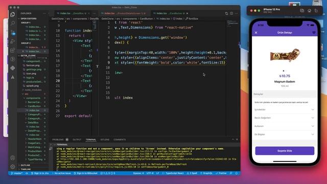 React Native Getir Clone #15 Ürün Detayı Sayfası Cart Button Componentini Oluşturalım смотреть онлайн