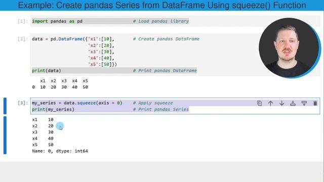 Convert pandas DataFrame to Series in Python (Example) | Create from Row | Apply squeeze() Function смотреть онлайн