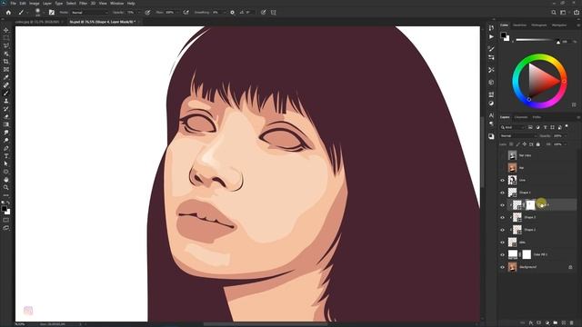 Simple Vector Art Portrait Photoshop Tutorial смотреть онлайн