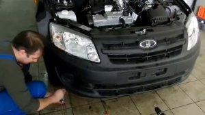 Снятие штатного переднего бампера LADA Granta