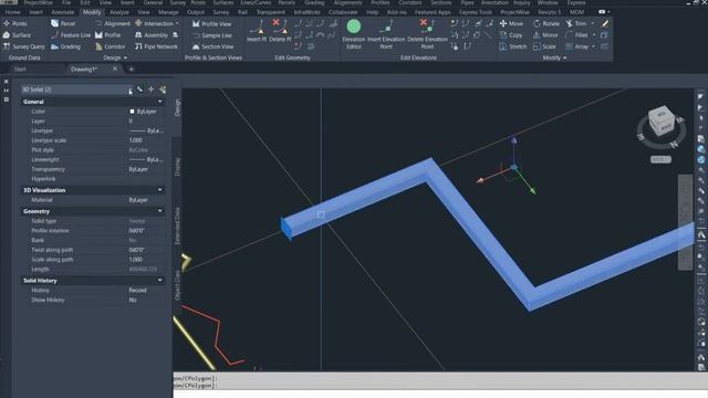 2D Polyline to 3D polyline in Civil 3D смотреть онлайн