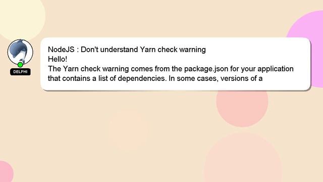 NodeJS : Don't understand Yarn check warning смотреть онлайн
