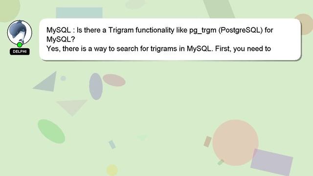 MySQL : Is there a Trigram functionality like pg_trgm (PostgreSQL) for MySQL? смотреть онлайн