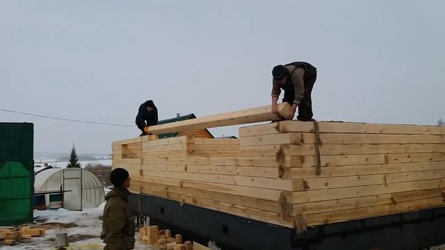 Дом 8х10 м. из бруса 150х200 мм. Часть 1: Сборка сруба смотреть онлайн