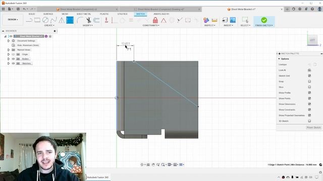 Let's Model! Sheet Metal Bracket | Autodesk Fusion 360 | Model & Drawing | Tutorial (Intermediate) смотреть онлайн
