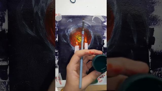 рисуем Рождественскую композицию акриловыми красками? смотреть онлайн