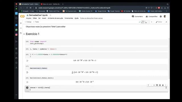 Derivadas com o uso do Python Sympy via Colab Google 2 смотреть онлайн