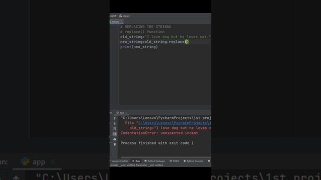 Replace() function in Python.#pycharm #pythonprogramming #python #computerprogramming смотреть онлайн