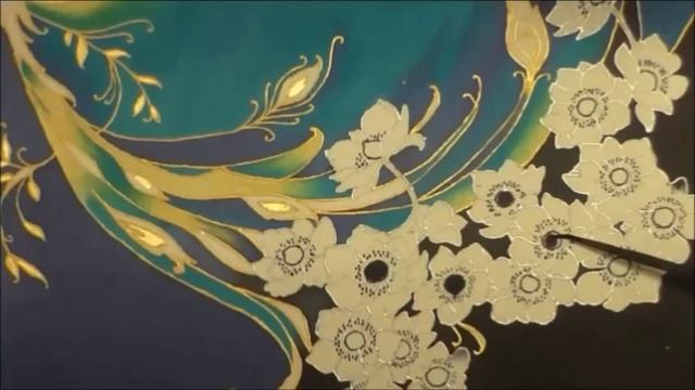 Anemones in the moonlight. Silk art. Батик "Анемоны в лунном свете" смотреть онлайн