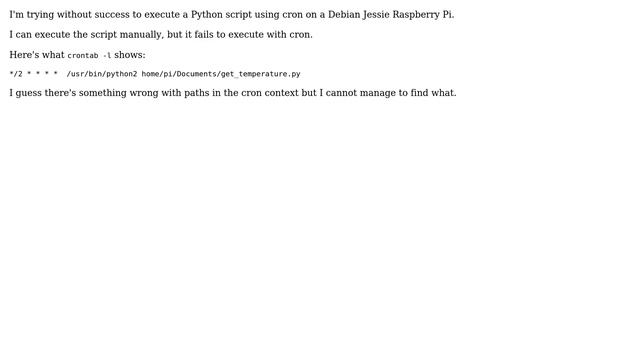 Cron does not execute my Python script смотреть онлайн