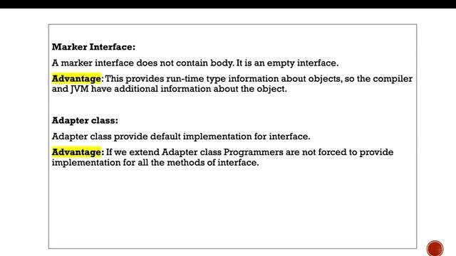 Marker Interface And Adapter Class