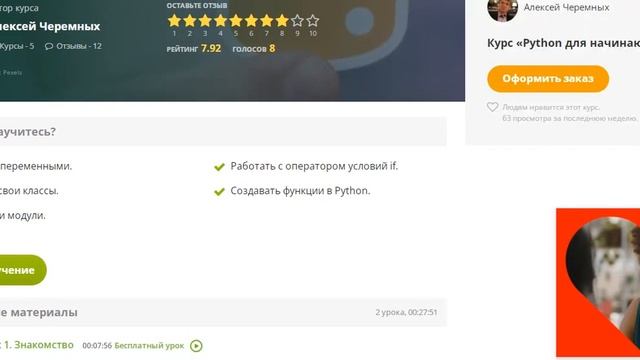 Курс «Python для начинающих» смотреть онлайн