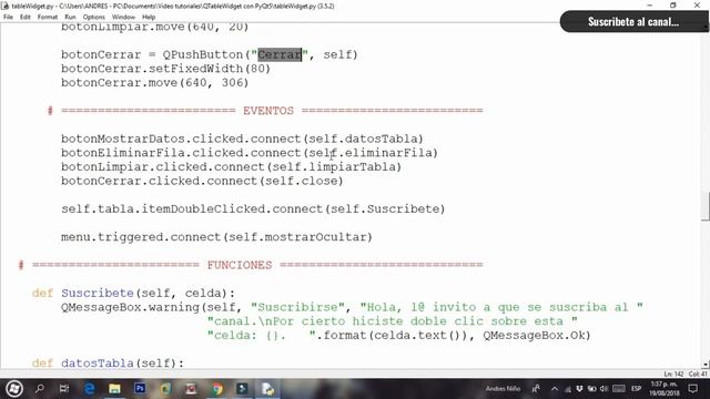 Tabla (QTableWidget) con Python y PyQt5 смотреть онлайн