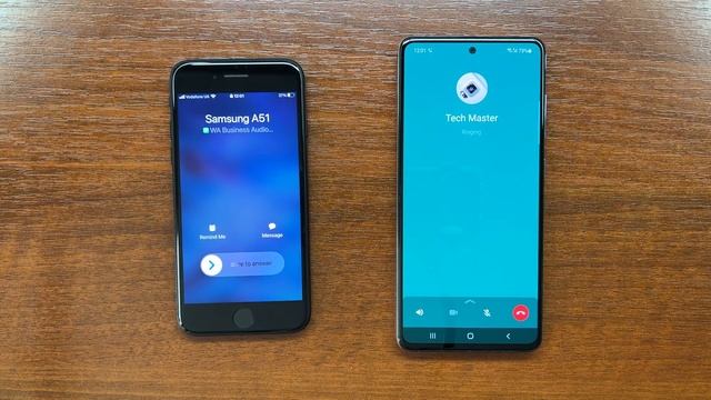 Apple iPhone 7 vs Samsung Galaxy A51 WhatsApp Incoming and Outgoing Calls (iOS 15 vs Android 11) смотреть онлайн