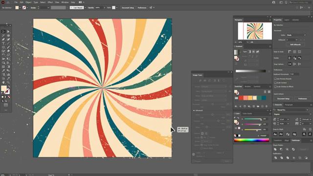 2 СПОСОБА ДОБАВИТЬ ВИНТАЖНУЮ ТЕКСТУРУ + РИСУЕМ РЕТРО ЛУЧИ _ Урок в Adobe Illustrator смотреть онлайн
