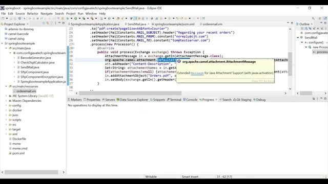 Spring Boot Apache Camel Mail, Velocity, PDF Component смотреть онлайн