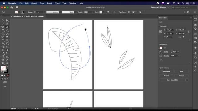 Рисуем набор векторных картин с абстрактными элементами природы || Урок 36 смотреть онлайн