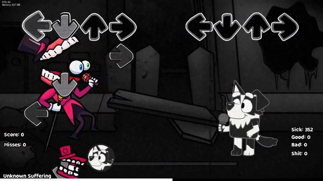 Friday Night Funkin' - The Amazing Digital Circus vs Bluey & Friends (Unknown Suffering) смотреть онлайн