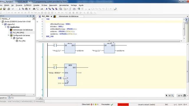 CODESYS 3.5 SP4 - TIPOS DE DATOS STRING Y WSTRING FUNCIONES CONCAT, FIND, LEN...