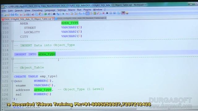 Oracle Tutorial || Online Training ||Adv Sql | Object Table Part - 1 by basha смотреть онлайн