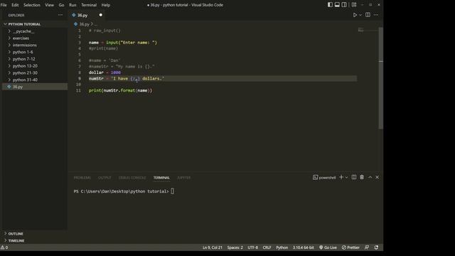 Intro to Python episode 36 Wrapping up with user input and format смотреть онлайн