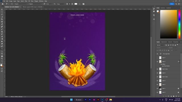 Lohri Festival Poster Design in Photoshop | Lohri Instagram Post Design in Photoshop смотреть онлайн