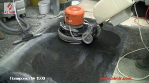 Полировка черного гранита с помощью инструмента УНИ-ПАД ЭКСТРА