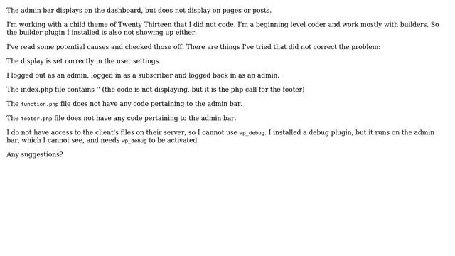 Wordpress: Admin toolbar not displaying on pages (2 Solutions!!) смотреть онлайн
