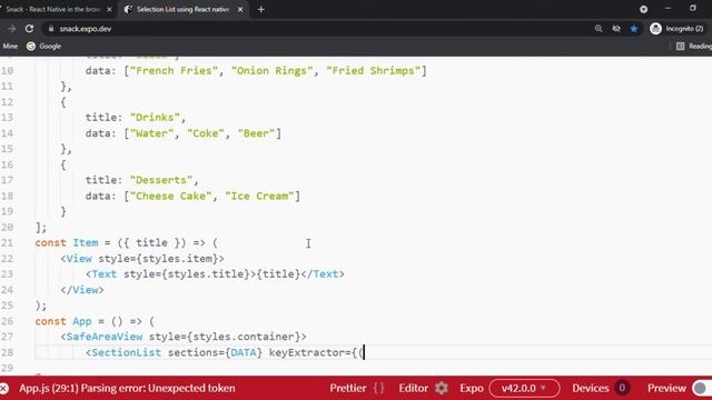 Selection List using React Native. смотреть онлайн
