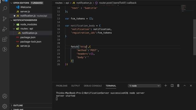 Part-3 : Create Node Js Server to send notification смотреть онлайн
