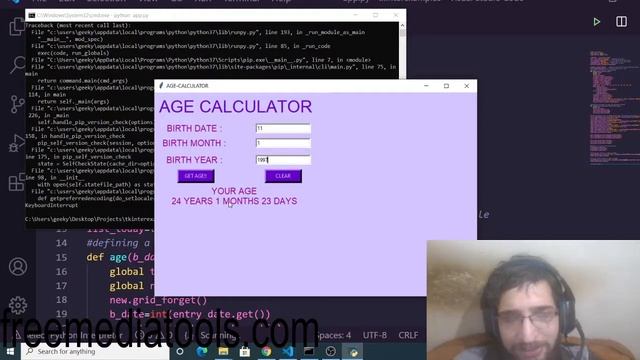 Python 3 Tkinter Age Calculator From Date of Birth in Days,Months and Years GUI Script Desktop App смотреть онлайн