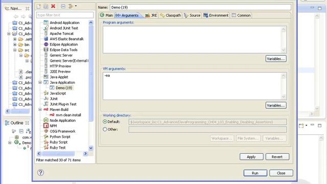 Advanced Java tutorial - Enabling & Disabling Assertions смотреть онлайн