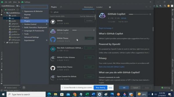 How to install Github CoPilot in Android Studio