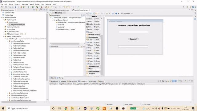 Modernized Height Converter | Mini Project | Java | Swing | Desktop Application (GUI) | Eclipse смотреть онлайн