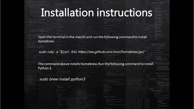 Instructions for Python 3 installation on macOS смотреть онлайн