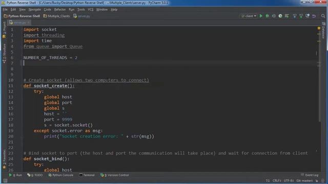 Python Reverse Shell Tutorial 7 Adding Multiple Client Support смотреть онлайн