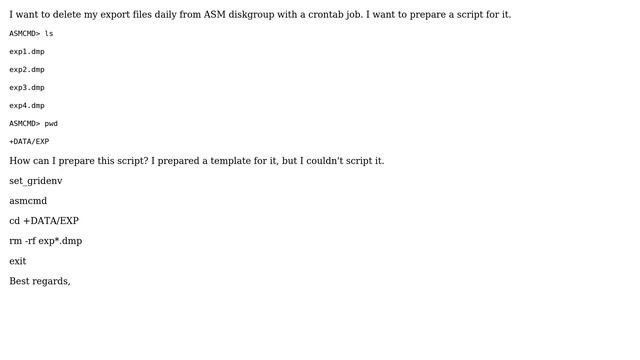 Databases: Oracle - Delete dmp files from ASM diskgroup смотреть онлайн
