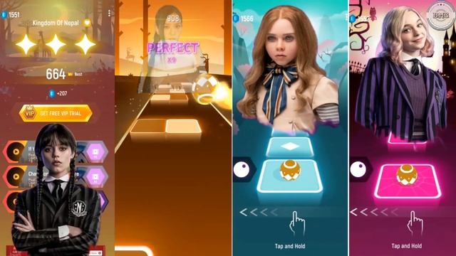 Wednesday vs Lisa Money vs Megan(M3gan) vs Enid Sinclair(Emma Myers) | Tiles Hop EDM Rush смотреть онлайн