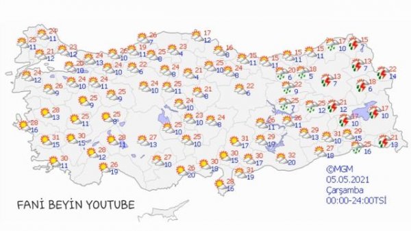 5 Mayıs 2021 Hava Durumu (Tüm İllerin Hava Durumu)