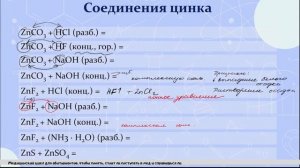 34. Химические свойства соединений цинка