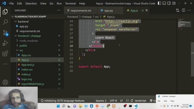 React.js Flask Project to Build Socket.io Realtime Chat App in Browser Using JSX For Beginners смотреть онлайн